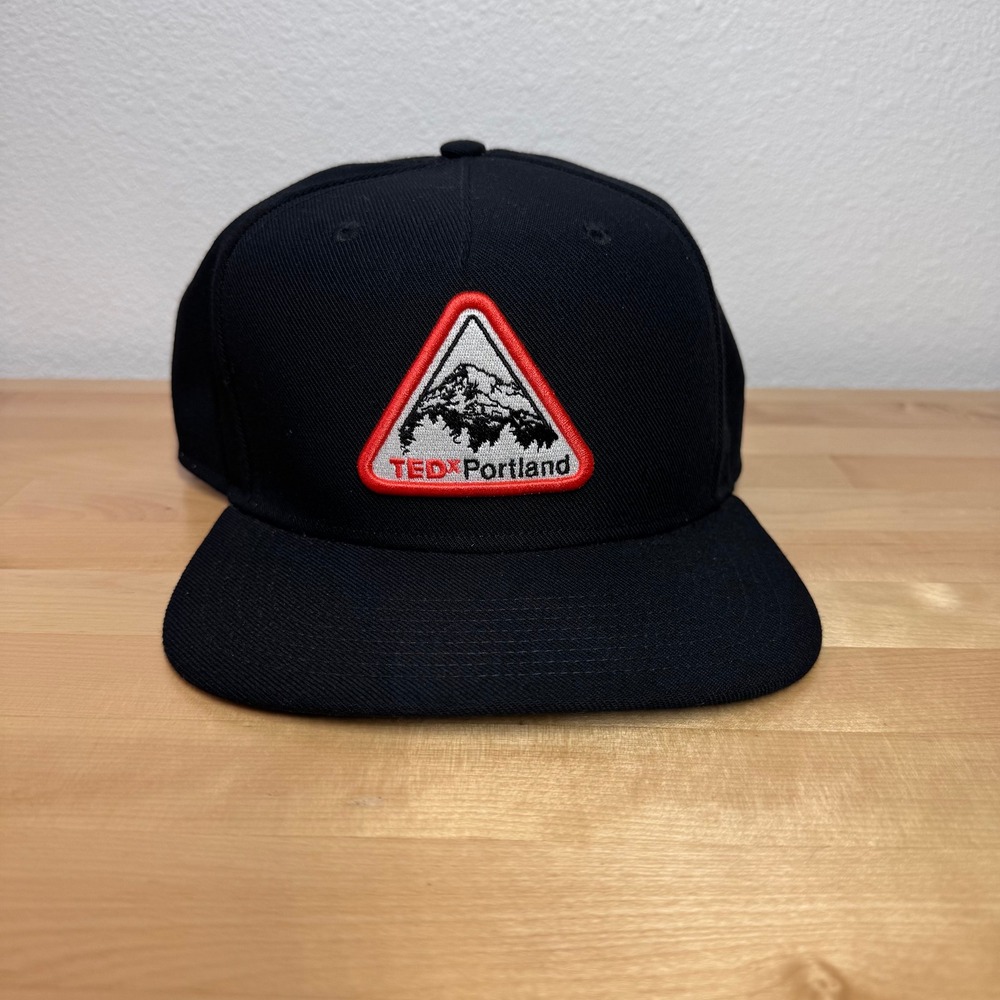 TEDxPortland‎ Snapback Hat Black Flat Brim 503 Area Code Mountain Patch Cap Mens